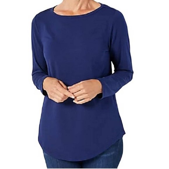 Susan Graver Weekend Essentials Cotton Modal Bateau Neck Top 1X (4411) - Picture 1 of 7